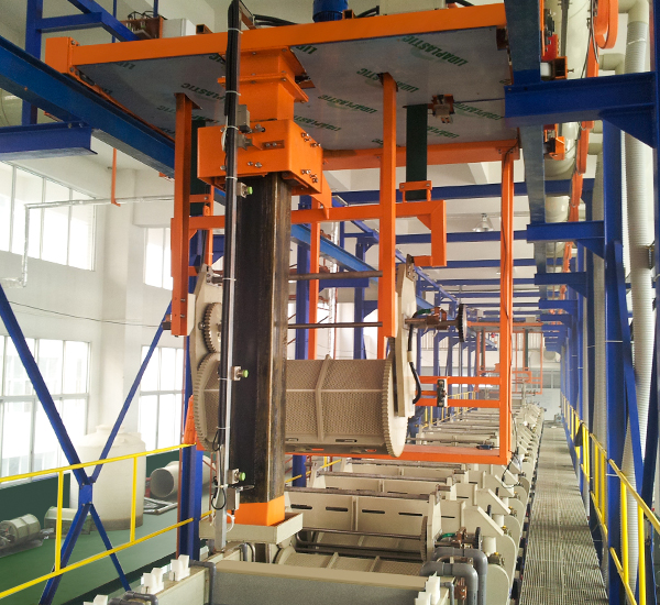 Automatic rolling galvanizing, passivation, in addition to hydrogen integrated production line